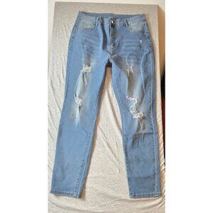 Women's Distressed Light-Wash High-Rise Skinny Jeans size XL